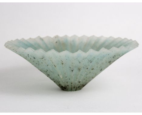 A light blue decorative glass bowl, Tessa Clegg, 1986, 26cm diameter