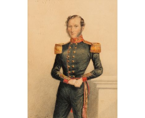 Early 19th Century School/Portrait of a Uniformed Gentleman/indistinctly signed/watercolour, 24cm x 18cm