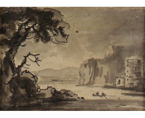 Rev W Gilpin/Landscape/ink and wash/13cm x 18cm/W R J/Pear Tree Cottage/initialled and dated 1958/pencil sketch, 25cm x 31cm/