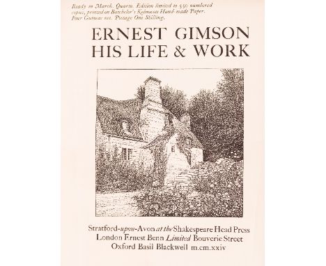 Lethaby (W R), Powell (A H) and Griggs (F L) Ernest Gimson His Life & Work, Shakespeare Head Press, Stratford-Upon-Avon 1924,