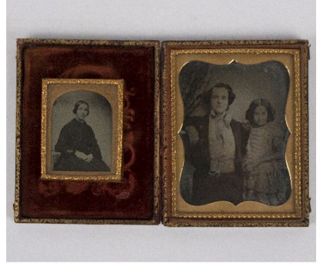 Two Victorian portrait photographs, framed, the largest 9cm x 7cm