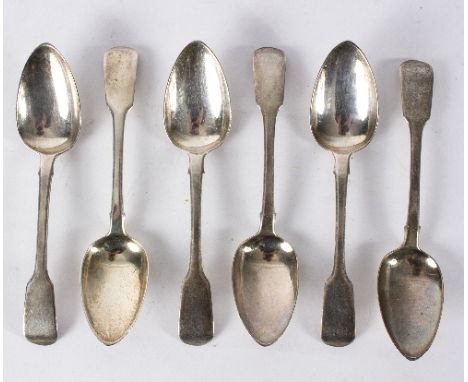 A set of six George III silver dessert spoons, R P, London 1819, of fiddle pattern, approximately 230gm