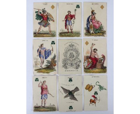 Charles Hodges Astronomical Playing Cards, London, Stopforth & Sons, circa 1827, 52 hand-coloured engraved cards with duty ca