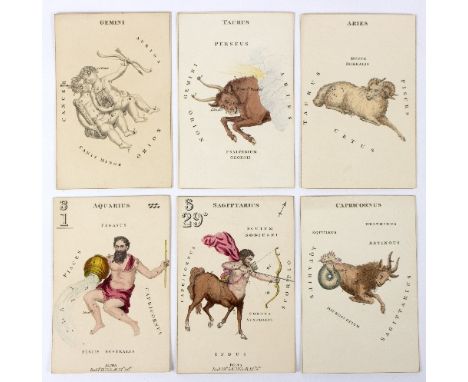 Charles Hodges Astronomical playing cards, 40 hand-coloured engraved celestial constellations (loose)