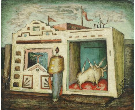 Alexis Preller (South African, 1911-1975)Mapogga Wall       signed and dated 'Preller '53' (lower right)oil on board25 x 30.7