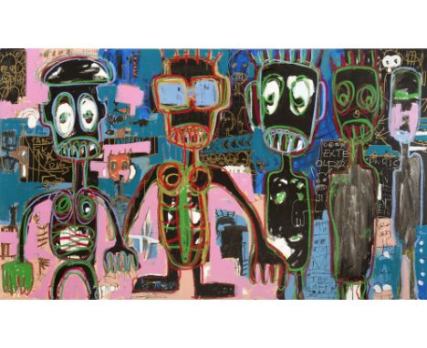 Abdoulaye Diarrassouba 'Aboudia' (Ivorian, born 1983)Untitled, 2016 signed 'ABOUDIA' (lower centre)mixed media on canvas114.4