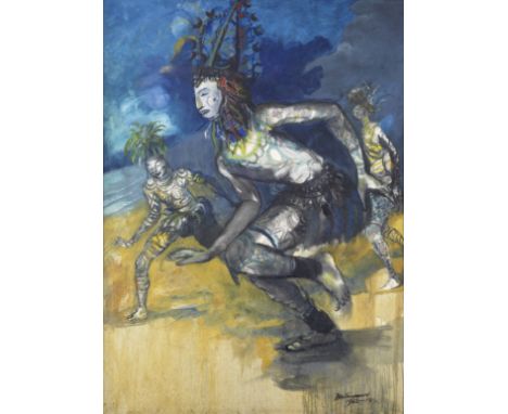 Benedict Chukwukadibia Enwonwu M.B.E (Nigerian, 1917-1994)Ogolo in Motion signed and dated 'BEN ENWONWU/ 1982-1991' (lower ri