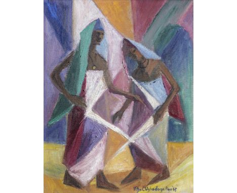 Clara Etso  Ugbodaga-Ngu (Nigerian, 1921-1996)Dancers signed and dated 'Etso C Ugbodaga Ngu '65' (lower right)oil on board46 