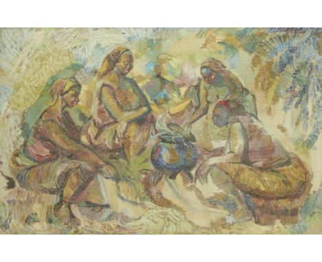 Amon Kotei (Ghanaian, 1915-2011)A watched pot never boils signed and dated 'Kotei '75' (upper right)oil on canvas60 x 90.5cm 