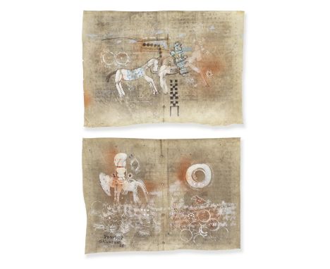 Alexander Skunder Boghossian (Ethiopian, 1937-2003)Two works on card (i-ii): (i) Untitledmixed media on card23 x 31.2cm (9 1/
