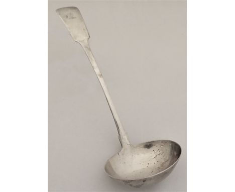 An Irish fiddle pattern and crested rat tail Soup Ladle, William IV period, Dublin 1831, by Charles Marsh, 44cms (13 1/2") 23