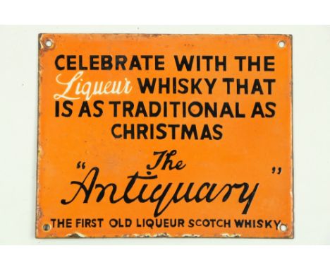 A rare Vintage style enamel Advertisement Sign, 'Celebrate with the Liquor Whisky that is as Traditional as Christmas - The A