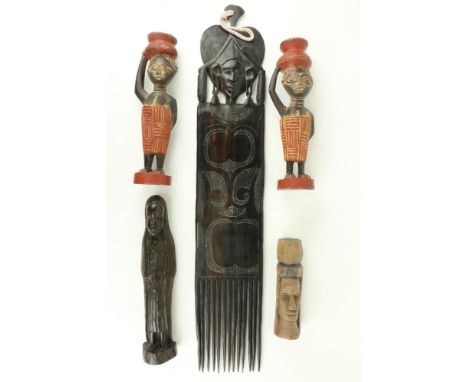 Tribal &amp; Ethnographical Art Craft:&nbsp; A collection to include a 19th Century Ethiopian&nbsp;ebony "Carding Comb,"&nbsp