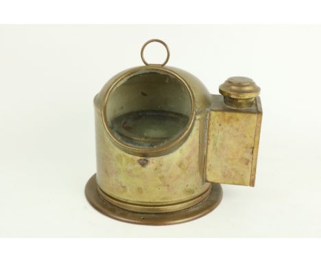 A brass lifeboat Sestrel Binnacle Compass, with dome top, 8 1/2" (22cms); together with a&nbsp;heavy circular Ships brass Bin