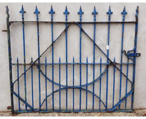 A 19th Century wrought iron Gate, with spike finials, approx. 138cms x 115cms (54" x 45"). (1) 
