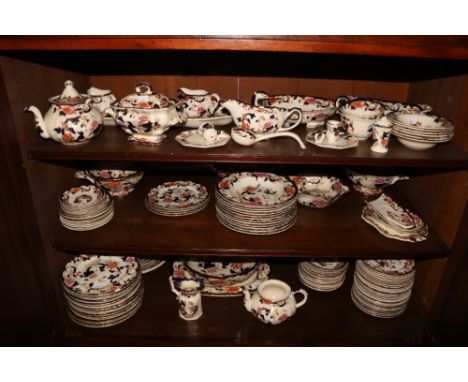 A large collection of Masons Ironstone Mandalay design Dinnerware, comprising dinner and side plates, saucers, tureens, bowls