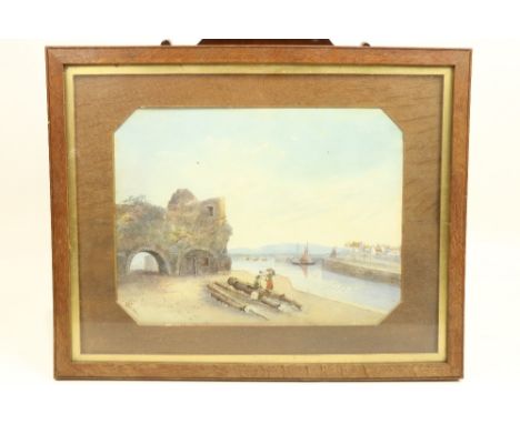 19th Century Irish School  "View of Spanish Arch and the Claddagh, Galway" watercolour, Signed&nbsp;&nbsp;with monogram lower
