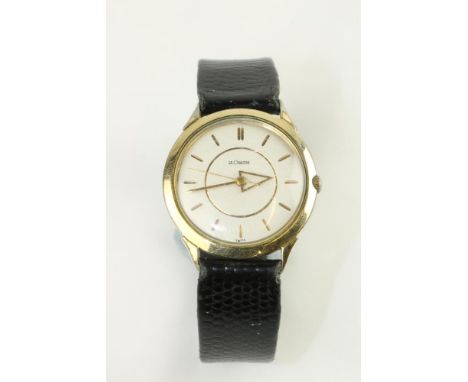 A Vintage (Jaeger) Le Coultra manual Gents gold Wrist Watch, leather strap (replaced). (1)