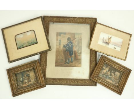 After Erskine Nichol "Outward Bound," emigration coloured print, together with a George Baxter Print "Emigrating from Cobh," 