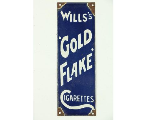 A Vintage style enamel Advertisement upright Sign, for 'Wills Gold Flake Cigarettes,' approx. 27cms x 9cms (10 1/2" x 3 1/2")