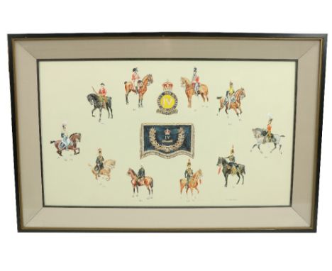 C.H.B. Dellow, British - 20th Century  'Queens Own Hussars,' watercolour, depicting the evolution of the Army Branch from 174