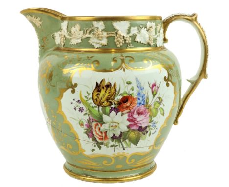 "The Daniel O'Connell Jug"&nbsp; An early 19th Century English porcelain Jug, probably Davenport, of unusual large size profu