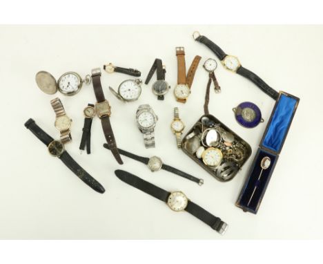 A collection of miscellaneous Vintage and other Wrist Watches, a silver Pocket Watch, a stainless Pocket Watch and a collecti