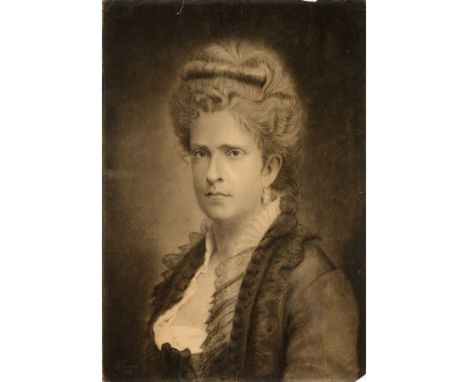 A. Torres (XIX)Portrait of Queen Maria Pia of PortugalCharcoal on paperSigned and dated 187763x48 cm