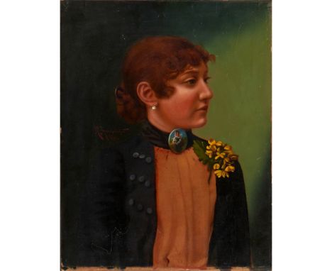 Raúl da Anunciação (XIX-XX)Portrait of a ladyOil on paper laid on cardboardSigned and dated 188857,5x45 cm