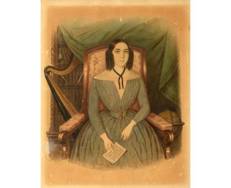 Manuel de Santa Bárbara (séc. XIX)Portrait of a ladyWatercolor on paperSigned and dated 184543,5x34,5 cm
