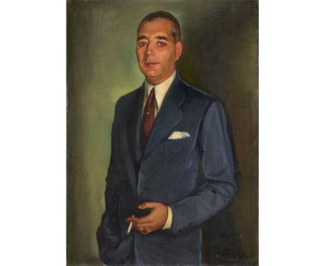 Ricardo Bensaúde (1894-1974)Portrait of Júlio Anahory de Quental Calheiros, count of Covilhã (1899-1970)Oil on canvas laid on
