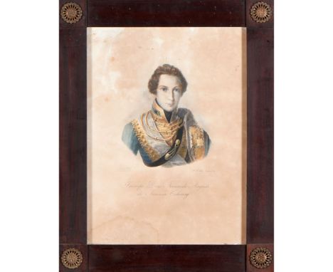"Príncipe Dom Fernando Augusto de Saxonia Coburg"Coulored lithograph on paperLisbon, c. 183640x30 cm