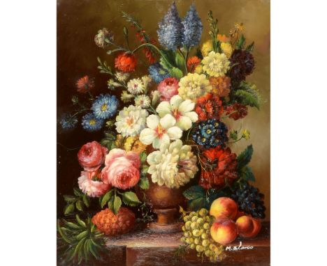European school, 20th centuryStill lifeOil on woodSigned M. Blanco(unidentified signature)25x20 cm