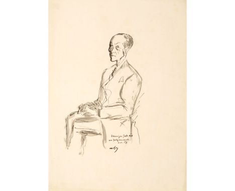 Armando Boaventura (XX)Portrait of Henrique GalvãoIndian ink on paperSigned and dated Lisboa 5335,5x25,5 cm