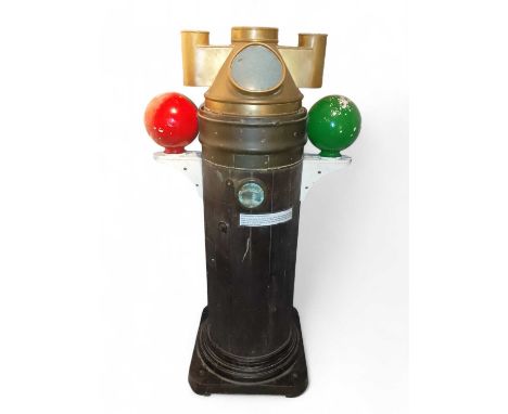 A Steamship Compass Binnacle Brass-mounted wooden binnacle compass, labelled Bottomley Baird Limited 16-20 Cambridge Street, 