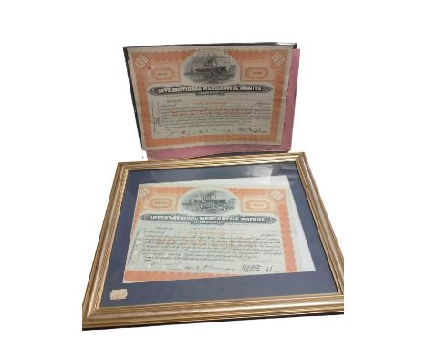 Ephemera Including 1930 Cancelled International Mercantile Marine Share Certificates Other ephemera related to Charlestown, H