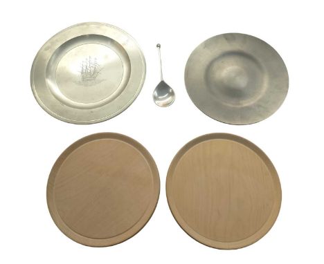 The Mary Rose, 1545 Replica items including pewter plates A replica limited edition Crown &amp; Rose pewter plate with Mary R