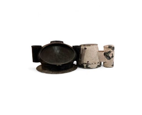 Two binnacle covers A 19th-century brass binnacle head, base ring diameter 47.5cm and a second copper cover 26cm high