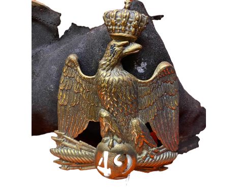 The General Abbatuci - 1869 Leather 'Shako' uniform cap and badge  Bearing the cap badge of the 42nd French Infantry Regiment