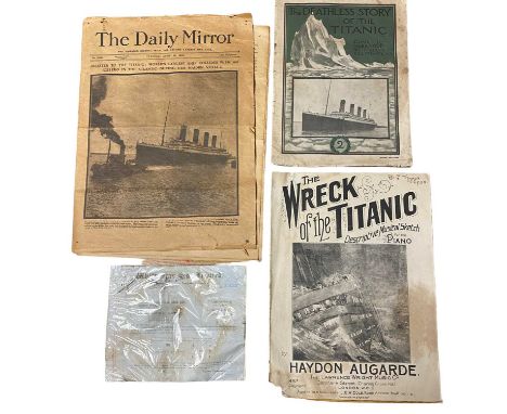 Titanic 1912 Printed items related to the loss of the Titanic A copy of the Daily Mirror from April 16th 1912, a magazine: 'T