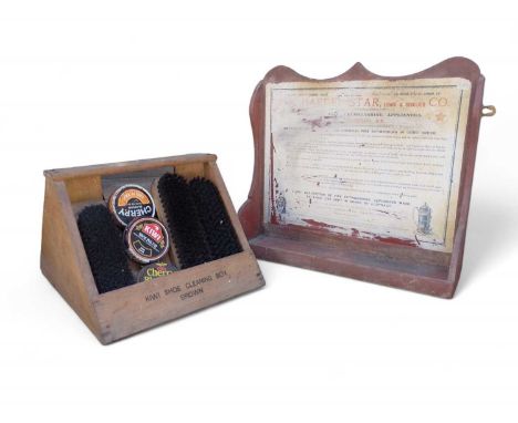 Charlestown Heritage Collection A Kiwi Shoe Cleaning box with contents and a wooden Harden Star, Lewis & Sinclair, Co wooden 