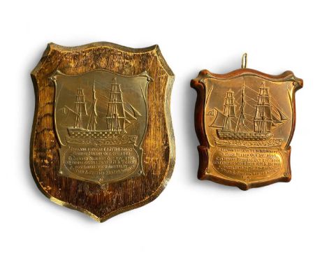 HMS Victory A copper embossed plaque. To the centre HMS Victory. Below text “England Expects T.E.M.W.D.H. Duty Death of Nelso