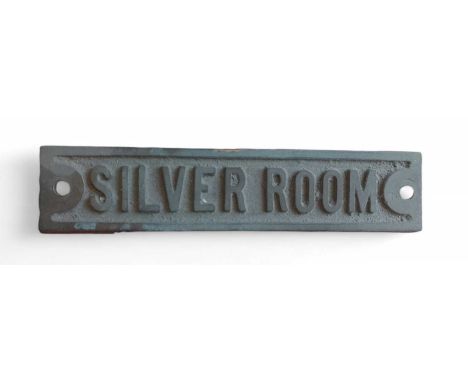 Cunard Liner RMS Aurania 1918, Isle of Mull A brass 'Silver Room' name-plate  3cm x 14.5cm The unused silver cutlery sets fou