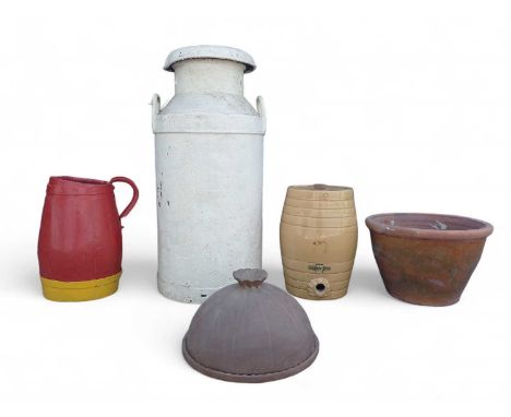Charlestown Heritage Collection A United Dairies milk churn, H76cm A stave-built copper-banded painted jug H37cm, a Ritmeeste