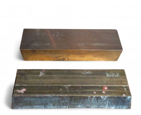 HMS Edinburgh, 1942, Bering Sea Two replica gold bars modelled on those found in the salvage operation, where five tonnes of 