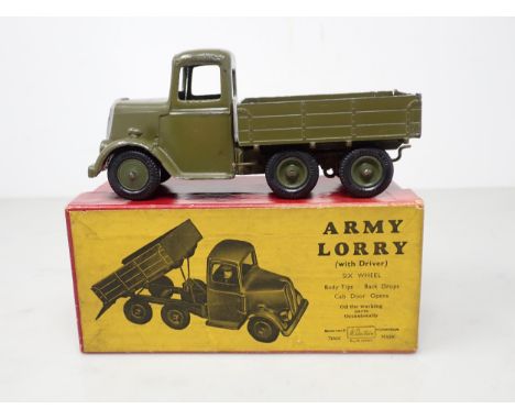 A boxed Britains No.1335 Six Wheel Tipper Army Lorry, early post-war version. VG/Ex, box VGC, yellow label 