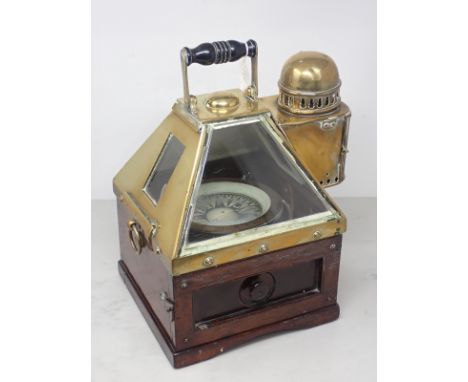 A Pattern 20 Boat Compass by E. Dent c.1900, the compass card contained within the liquid filled gimbal mounted brass bowl, t
