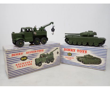 A boxed Dinky Toys No.661 Recovery Tractor and a boxed No.651 Centurion Tank 