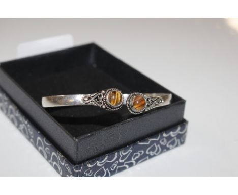 A 925 tigers eye mounted bangle 