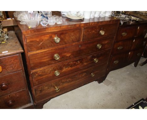 A 19th Century mahogany chest fitted two short over three long drawers raised on bracket feet AF